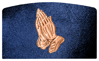DACRO-516-CP-SH-BL Copper Praying Hands Shimmer Blue